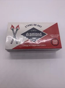 DIAMOND STRIKE ON BOX WOODEN KITCHEN MATCHES  FACTORY SEALED PACK FRESH 300 BOX - Picture 1 of 3
