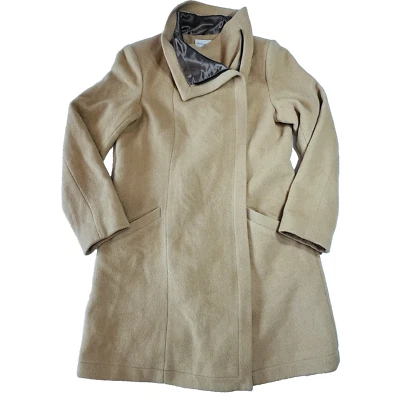 Soft Surroundings Greenwich Coat Sz S Tan Camel Asymmetrical Long Line Wool - Image 1 of 4