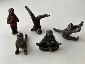 Bella Haus Designs Yoga Sloths Figurines 2"-3"  Set of 5 - Picture 1 of 10