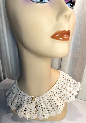 COLLAR de encaje vintage desmontable crudo a mano CROCHET núcleo de casa victoriano Foto 1 de 4