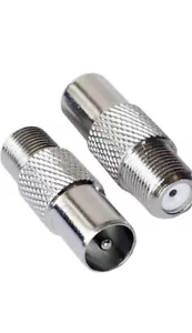 2 XAntenna Satellite Coax Connector Aerial Male Adapter F Female Pack - Picture 1 of 1