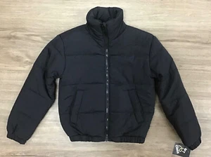 Girls’ High Neck Full Front Zip Nylon Quilted Puffer Jacket Coat Black M (7/8) - Picture 1 of 6