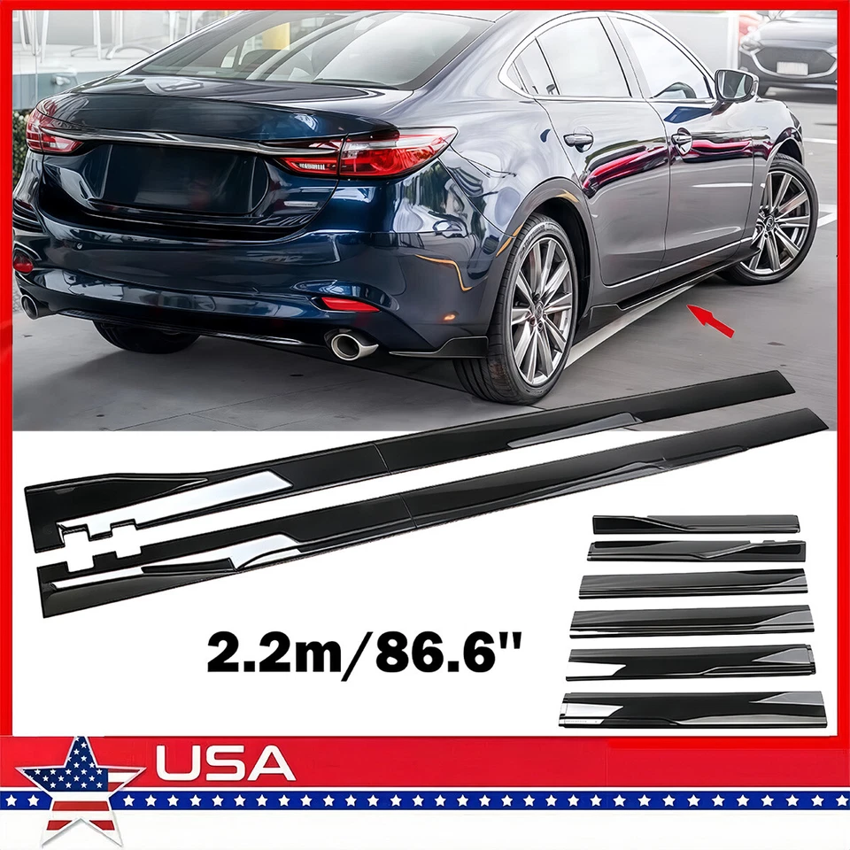 Задняя боковая юбка-сплиттер для Mazda 6 Atenza 2019-2021 годов выпуска 86,6 дюйма окрашена в черный цвет - Изображение 1 из 4