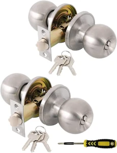 Lanwandeng (2 Pack) Entry Door Knob with Lock and Keys, Exterior/Interior Door L - Picture 1 of 9