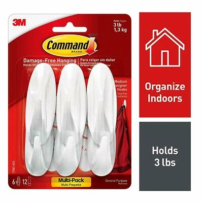 3M Command Medium Designer Hooks Value Pack 17081-6ES - BUY MORE & SAVE 15%!!