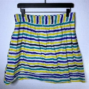 Loft Women's Size 4 Striped A-Line Skirt Casual Yellow Blue White Green Cotton - Picture 1 of 8
