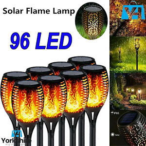 8 x PC 96 LED TORCH SOLAR LIGHT PATIO PATH GARDEN DANCING FLICKERING FLAME LAMP