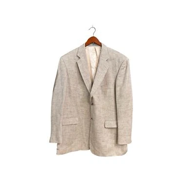 Abrigo Chaqueta Blazer De Colección Stafford 44R 100% Seda Tweed Beige Tejido Crema Foto 1 de 4