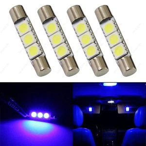 4 x Blue 28mm 3SMD T6 6641 LED Bulbs Sun Visor Vanity Mirror Fuse Lights + TOOL - Picture 1 of 5