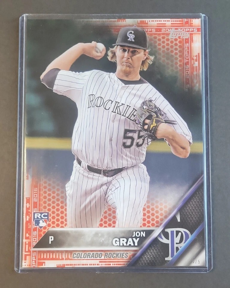 Jon Gray 2016 Topps Red 5x7 RC #4/5 Rare Series One Rookie Rockies Baseball Card - Image 1 of 4