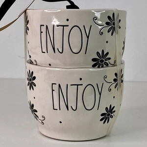 2 Large Bowls Rae Dunn ENJOY Bowl Ceramic Set - Picture 1 of 5