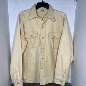 Camisa Gamuza Algodón Grueso Vintage Años 70 Mr. Leggs L 16-16.5 Hecha en EE. UU. Amarilla - Imagen 1 de 5