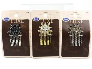 3-Pack Goody Side Hair Comb Clip Luxe Starburst Snowflake Rhinestone 01798 Y - Picture 1 of 1