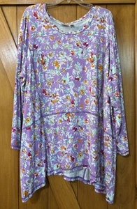 LOGO by LORI GOLDSTEIN Multicolor Stretch Tunic Top Shirt Long Sleeve 4X Pockets - Picture 1 of 8