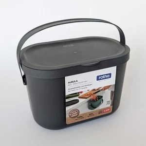 ROTHO Bio Abfall Rest Müll Eimer aufhängbar Küchen Schranktür schwarz Kunststoff - Bild 1 von 7