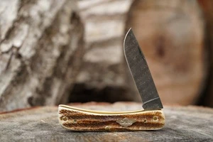 Case xx Sod Buster Jr. Vintage Bone Damascus Pocket Knife - Picture 1 of 13