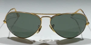 Ray Ban Sunglasses 58- 14 Bausch & Lomb Aviator Gold Rim Green Lens USA -Vintage - Picture 1 of 5