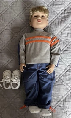 NIB My Twinn 23” Boy Doll Brown Eyes Blonde Hair 2001. Original Clothes/Extras! - Image 1 of 4