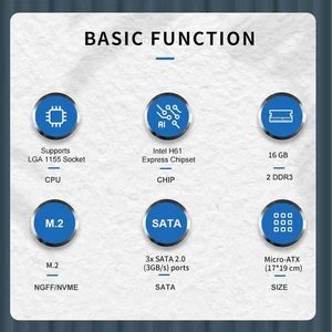 H61 Mini ITX Mainboard LGA 1155 DDR3 Support NVME M.2 VGA  - Bild 1 von 24