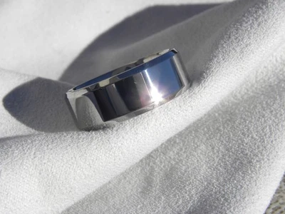 Мужская скос вырез стиль группы, твердое титановое кольцо, ширина 8 мм, сделано на заказ - Изображение 1 из 4