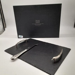 The Just Slate Company Black Hand Cut Serving Tray Black Silver In Box (#H1/11) - Picture 1 of 9
