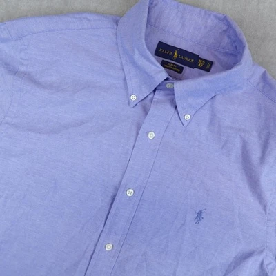 Ralph Lauren Shirt Slim Fit Stretch Oxford Blue Button Down Men 16.5/42 Pony L/S - Image 1 of 4