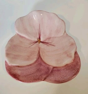 Ernestine Salerno Pottery Italy Pink Pansy Flower Small Plate - Picture 1 of 12
