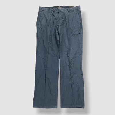 Pantalones chinos Bloomingdale's para hombre azul lino liso clásico frente plano talla 34W-30L Foto 1 de 3