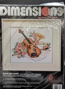 Dimensions Cross Stitch Kit Violin and Roses 3723 NOS (1992) - Picture 1 of 5