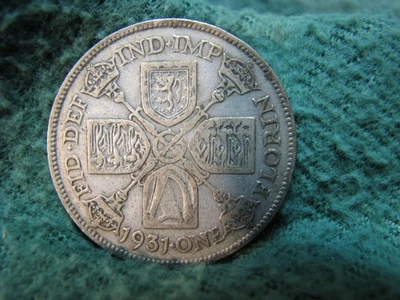 1931  Great Britain UK   One Florin  SILVER Coin   NICE ! - Image 1 of 3