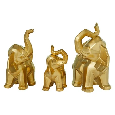 Figura Estatua Coleccionable Trío Elefante Suerte y Sabiduría Urban Designs - Dorada Foto 1 de 4