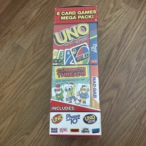 Mattel 8 Karten Spiel Mega Pack Uno Blink Mad Gab Phase 10 Bold Low Down Flip - Bild 1 von 5