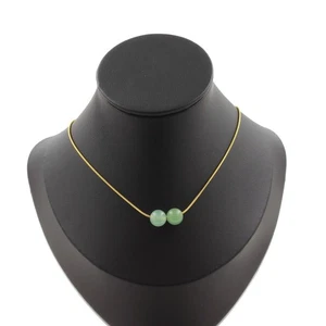 Mineralien und Steine Précieuses. Halskette 2 Perlen Aventurine 8 Mm. Kette Ikt - Bild 1 von 5