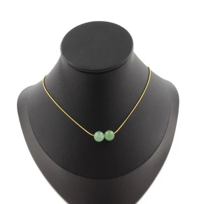 Mineralien und Steine Précieuses. Halskette 2 Perlen Aventurine 8 Mm. Kette Ikt - Bild 1 von 4