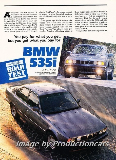 1989 BMW 535i Road Test Original Car Review Report Print Article J796 Foto 1 de 1