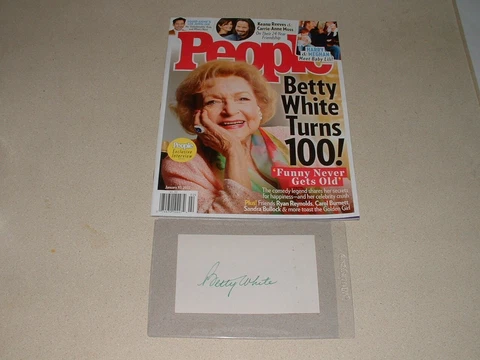 BETTY WHITE AUTO, SIGNED CUT/CARD AND COMPLETE JANUARY 10, 2022 PEOPLE MAGAZINE Cover