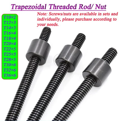 T10-T36 Trapezoidal Right-Hand Threaded Rod Lead Screw Length 1000mm, Steel Nut - Image 1 of 4