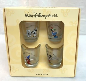 WALT DISNEY WORLD MICKEY MOUSE SHOT GLASS SET SET OF 4 FOUR PACK - Picture 1 of 2