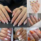 24pcs DIY Detachable Simple Full Cover White Fake Nails Long Almond French