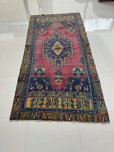 Vintage Handgeknüpfter Türkischer Vorleger, 4x9 Orientteppich Oushak Carpet - Bild 1 von 10