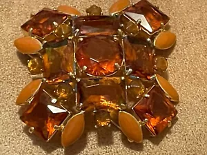 JOAN RIVERS Brooch Orange Classics Return to Splendor Magnificent Pin Vintage - Picture 1 of 7