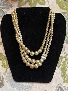 Collier Vintage Japon Faux Perle Multi Strand 15” - Photo 1/8