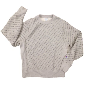 Champion Reverse Weave Men's Diagonal Print Grey Crewneck Sweatshirt size Medium - Picture 1 of 8