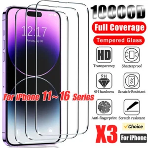 Tempered Glass Screen Protector For iPhone 16 15 14 13 12 11 Pro Max X XS XR lot - Picture 1 of 11