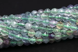 Cuentas de fluorita multicolores naturales de 4 mm grado AAA cuentas sueltas redondas facetadas - Imagen 1 de 4