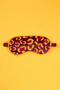 Powder Lavender Velvet Leopard Eye Mask (Damson/Mustard) Gift Bag RRP £25.00 - Picture 1 of 4