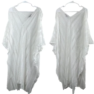 Victoria's Secret Womens White Sheer Lace Popover Coverup One Size Kimono Sleeve - Picture 1 of 8