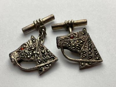 Gemelos de plata 925 y cabeza de caballo Marcasita disponibles en todo el mundo Foto 1 de 4