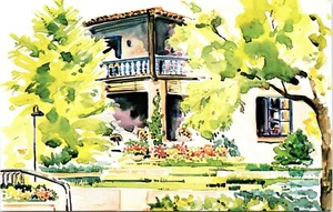 Postal Balcony Arizona Inn Toscana AZ Acuarela Nancy Fritz - Imagen 1 de 2