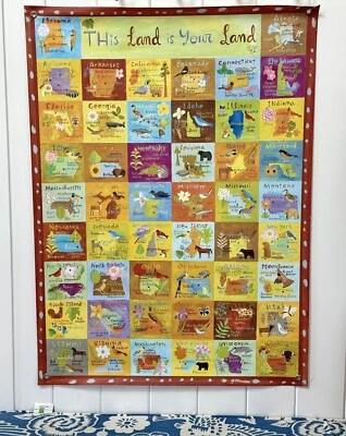 The Land of Nod Crate & Barrel EUA Mapa dos Estados Unidos Pendurado na Parede Ótima Decoração de Quarto Infantil! - Imagem 1 de 4